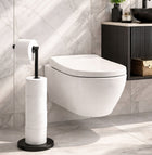 Stojak na papier toaletowy na 4 rolki do WC łazienki toalety czarny loft metalowy wolnostojący uchwyt na zapas