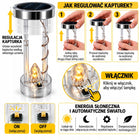Znicz Solarny LED Szklany Premium Lampion Na Grób Złoty Cmentarz 27cm LS-5 dekoracja nagrobna na nagrobek, ponad 75