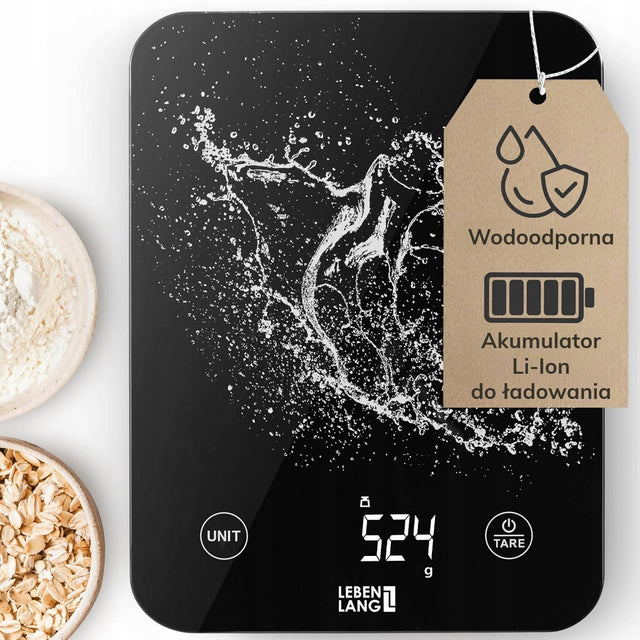 Waga kuchenna elektroniczna precyzyjna lebenlang wodoodporna USB 10kg tara do pieczenia i gotowania, pomiar w g ml lb oz, dokładność 1 g