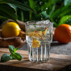 SZKLANKI DO NAPOJÓW ZIMNYCH 320ml DRINKÓW ZESTAW SZKLANEK RYFLOWANE 6szt do wody, soków i lemoniady, bezbarwne, do