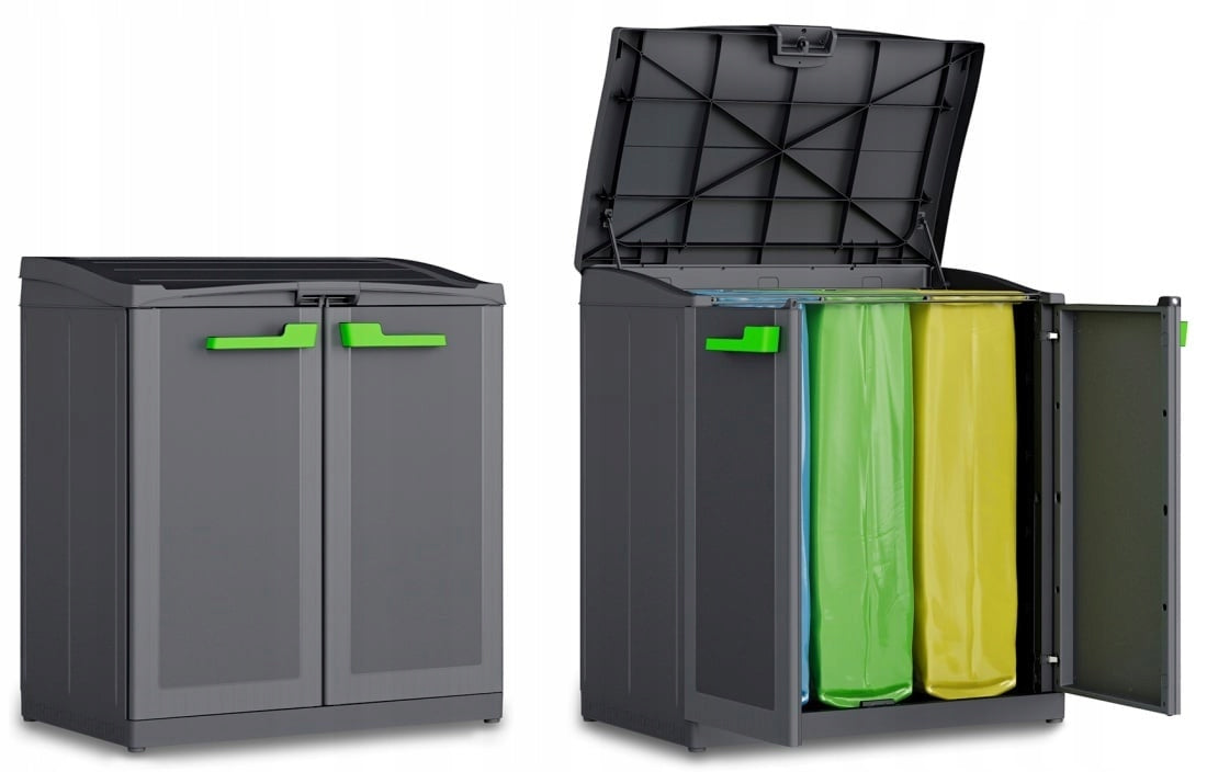 Pojemnik kosz do segregacji Śmieci na odpady Keter moby system 3 worki recykling, sortownik domowy, 110 l