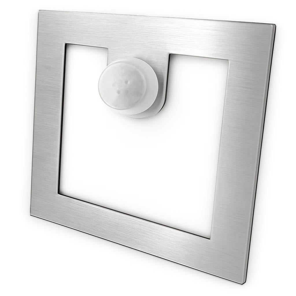 Oprawa schodowa Oświetlenie Schodowe Czujnik ruchu i zmierzchu Q1 INOX 230V lampka do stopni, kwadratowa srebrna, 2 W