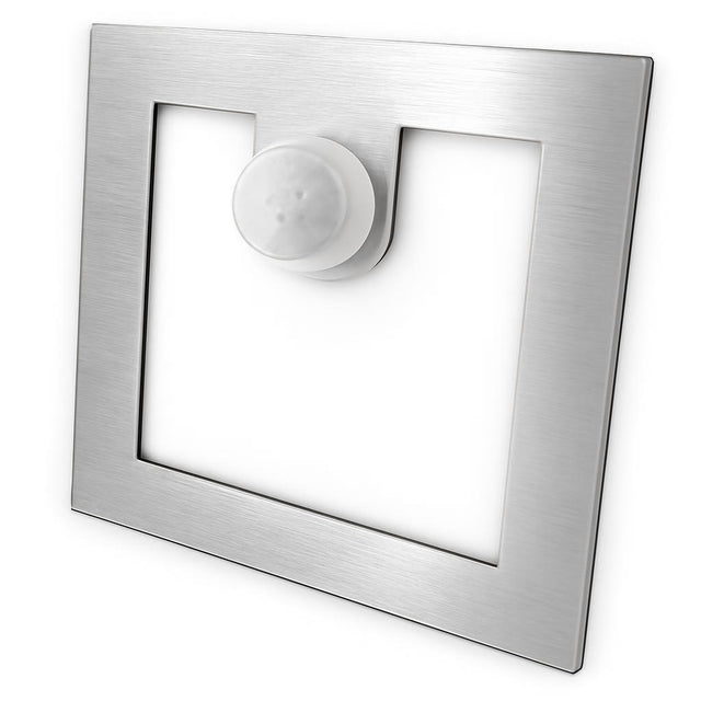 Oprawa schodowa Oświetlenie Schodowe Czujnik ruchu i zmierzchu Q1 inox 230V lampka do stopni, kwadratowa srebrna, 2 w, wymienne źródło światła