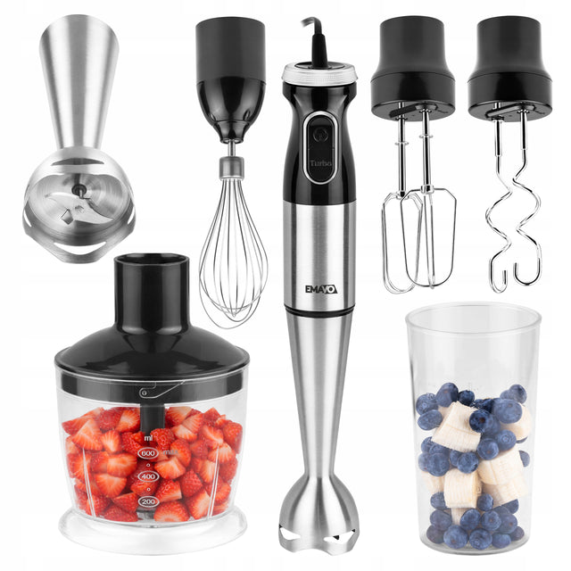 Blender Ręczny Wielofunkcyjny Mikser Mocny Turbo Rozdrabniacz czarny 1000W