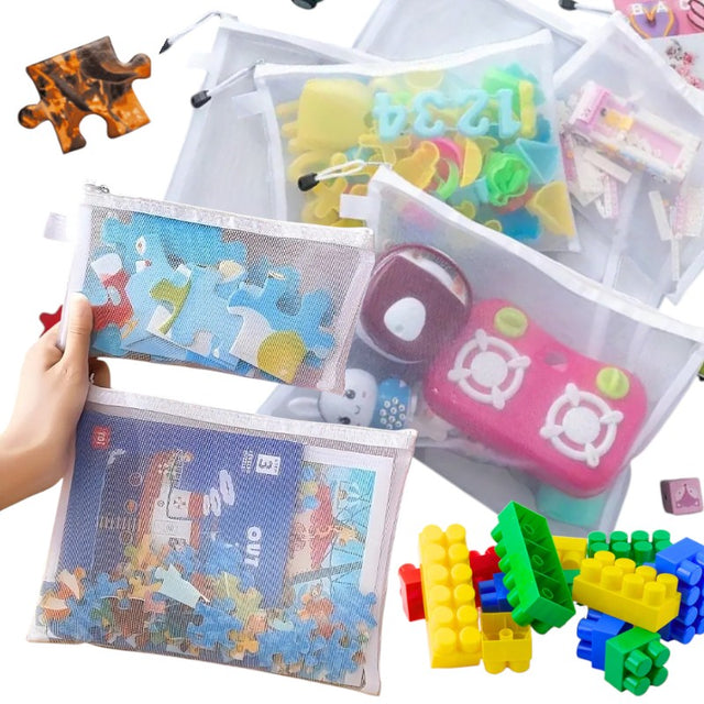 9x organizer torba saszetka pojemnik Na klocki zabawki puzzle pisaki kredki worek na akcesoria i przybory plastyczne, plastikowy 10 l