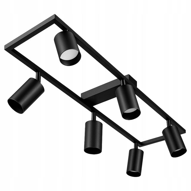 Lampa sufitowa natynkowa ruchoma 6xGU10 oprawa halogenowa LED spot czarna plafon metalowy regulowane reflektory do salonu i kuchni