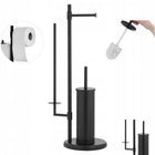 Stojak na papier i szczotkę do WC czarny loft 3w1 do łazienki toalety yoka metalowy wolnostojący organizer, uchwyt