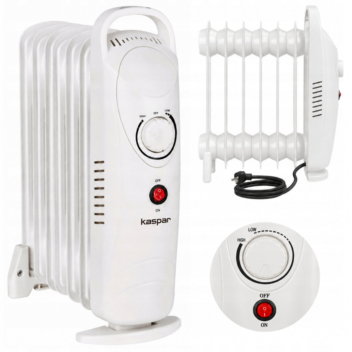 GRZEJNIK ELEKTRYCZNY GRZEJNIK OLEJOWY 7 ŻEBEREK 700 WATT TERMOSTAT 320 mm 390 mm grzewcza biały