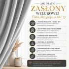 Zasłona welurowa 140x250 matowa długa do salonu na taśmie żabki tunel szara półzaciemniająca, gładka osłona okienna