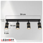 Lampa sufitowa LED szyna SPOT oprawa halogenowa 4x GU10 TUBA CZARNA złota reflektor kierunkowy do salonu i kuchni