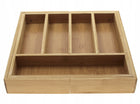 Wkład szuflady bambusowy organizer Sztućce 1218 pojemnik na noże, widelce i łyżki, 7 przegródek, biały, 43 × 31,5 cm