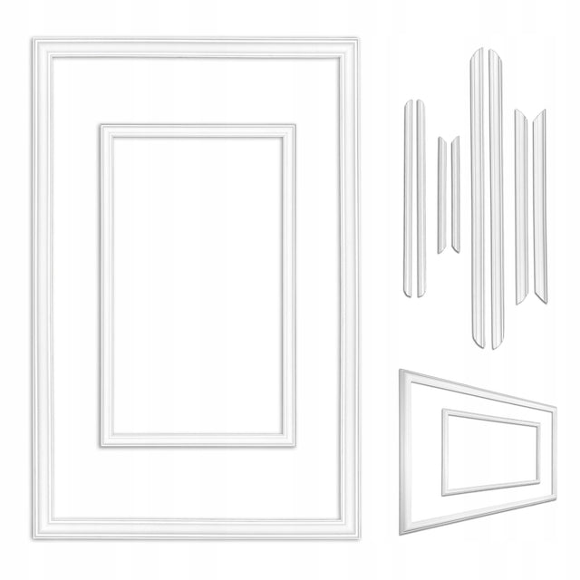 Ramka Sztukateria zestaw gotowa Listwa Ścienna Biała Twarda 39x65 + 99x65cm dekoracyjna opaska do wnętrz, ozdoba pomieszczeń