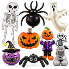 ZESTAW DEKORACJI HALLOWEEN BALONY FOLIOWE SZKIELET NIETOPERZ PAJĄK 8 szt. na przyjęcie tematyczne, dynia i duch