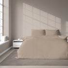 Pościel pure adamaszek paski 220X200cm taupe ciemny BEŻ premium prezent komplet do sypialni satyna bawełniana 3 części