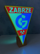 Podświetlany Herb Górnik Zabrze LED RGB 3D Lampka dekoracja USB pilot 22cm do pokoju kibica, prezent dla fana piłki