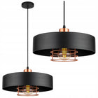 Lampa wisząca LEDLUX LX1127 1 -punkty światła E27 czarna metalowa oprawa do salonu, jadalni i kuchni, klosz 20 cm