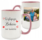 Foto kubek duży XXL z własnym nadrukiem twoim zdjęciem grafiką na prezent ceramiczny 440 ml różowy, do kawy i herbaty