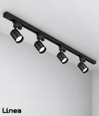 Zestaw Szynoprzewód Szyna 1m + 4x Lampa GU10 LED Oświetlenie szynowe czarny system sufitowy do salonu, kuchni i