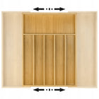 Wkład do szuflady 55 CM rozsuwany na sztućce duży bambusowy drewno wellhaus organizer kuchenny, widelce, noże, łyżki, 8