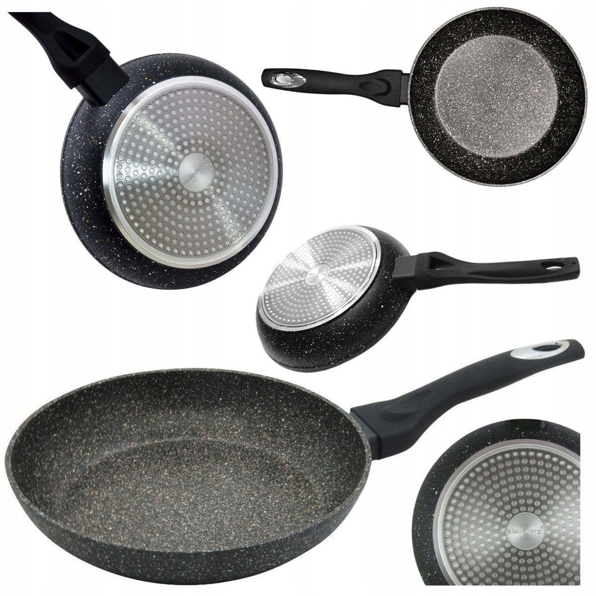 Patelnia 28cm GRANITOWA Patelnia Kuchenna na GAZ INDUKCJE Odporna Solidna marmurowa do smażenia, kuchnia ceramiczna i