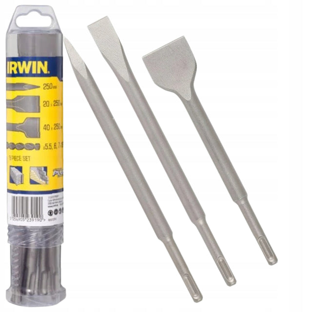 Irwin IW2027602 zestaw 3 dłut do betonu SDS plus speedhammer 250mm łopatka, płaskie, szpicak, ostrze 40 mm