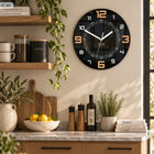 Zegar ścienny Alaska czarny - 3D Czytelny- Nowoczesny- cichy analogowy na baterie, cyfry arabskie, średnica 28 cm, z