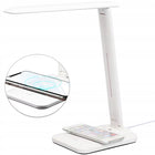 Lampka biurkowa LED USB lampa na biurko z ładowarką indukcyjną Qi dotykowa ściemniana, biała do pracy i nauki, 33 cm