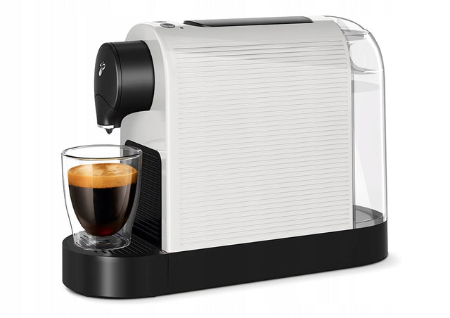 Ekspres kapsułkowy ciśnieniowy Tchibo Cafissimo pure+ Plus 15 bar (biały) automat do kawy, 0,8 l, 1250 w, automatyczne odkamienianie i wyłączanie
