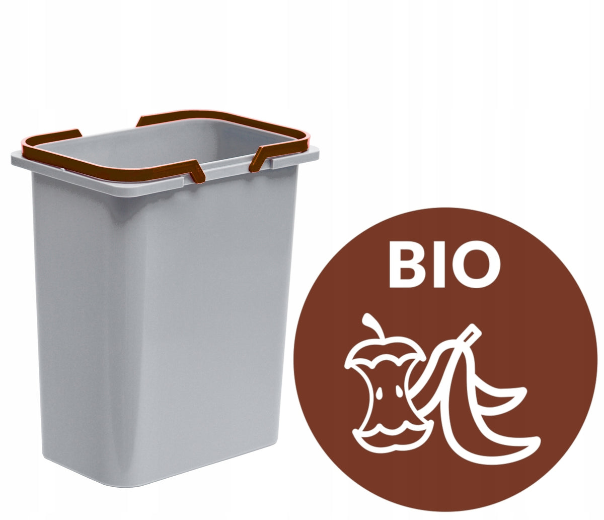 Kosz sortownik na śmieci do szuflady szafki 7l pojemnik na odpady plastikowy szary do kuchni, wysokość 30 cm