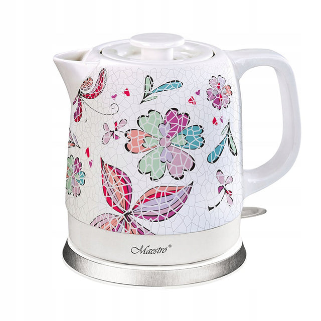Ceramiczny czajnik elektryczny mozaika kwiaty 1,5l 1200W 1.5 l 1500 w ceramika