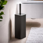 Szczotka do WC toalety łazienki czarna zamknieta loft łazienkowa toaletowa metalowy matowy stojak, wymienna końcówka z