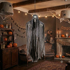 Ponury żniwiarz 90 CM szara dekoracja wisząca halloween kościotrup, straszydło na przyjęcie tematyczne i domową