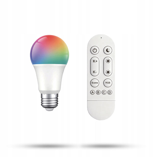 Zestaw Żarówka 10W z Pilotem Tuya Bluetooth E27 rgbcct Kolorowa RGB inteligentne źródło światła, zmienna temperatura barwowa, do lamp i opraw