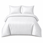 Pościel 200x220 hotelowa Adamaszek 100% Gruba bawełna Satynowa Biały komplet 3-częściowy, poszewki 70x80, zamek