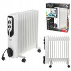 Grzejnik Olejowy Elektryczny Biały 11 Żeberek Termostat Kółka kaloryfer do domu, 2500 w, 230 V, mobilny ogrzewacz