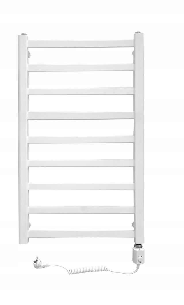 Grzejnik łazienkowy elektryczny lugo 600 w biały kaloryfer, przyłącze dolne, rozstaw 50 cm, 550x900 mm
