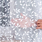 Firana żakardowa ZUZANNA 250x130cm z łukiem w kwiaty (gotowa) firanka biała do salonu, dekoracja okienna na żabki