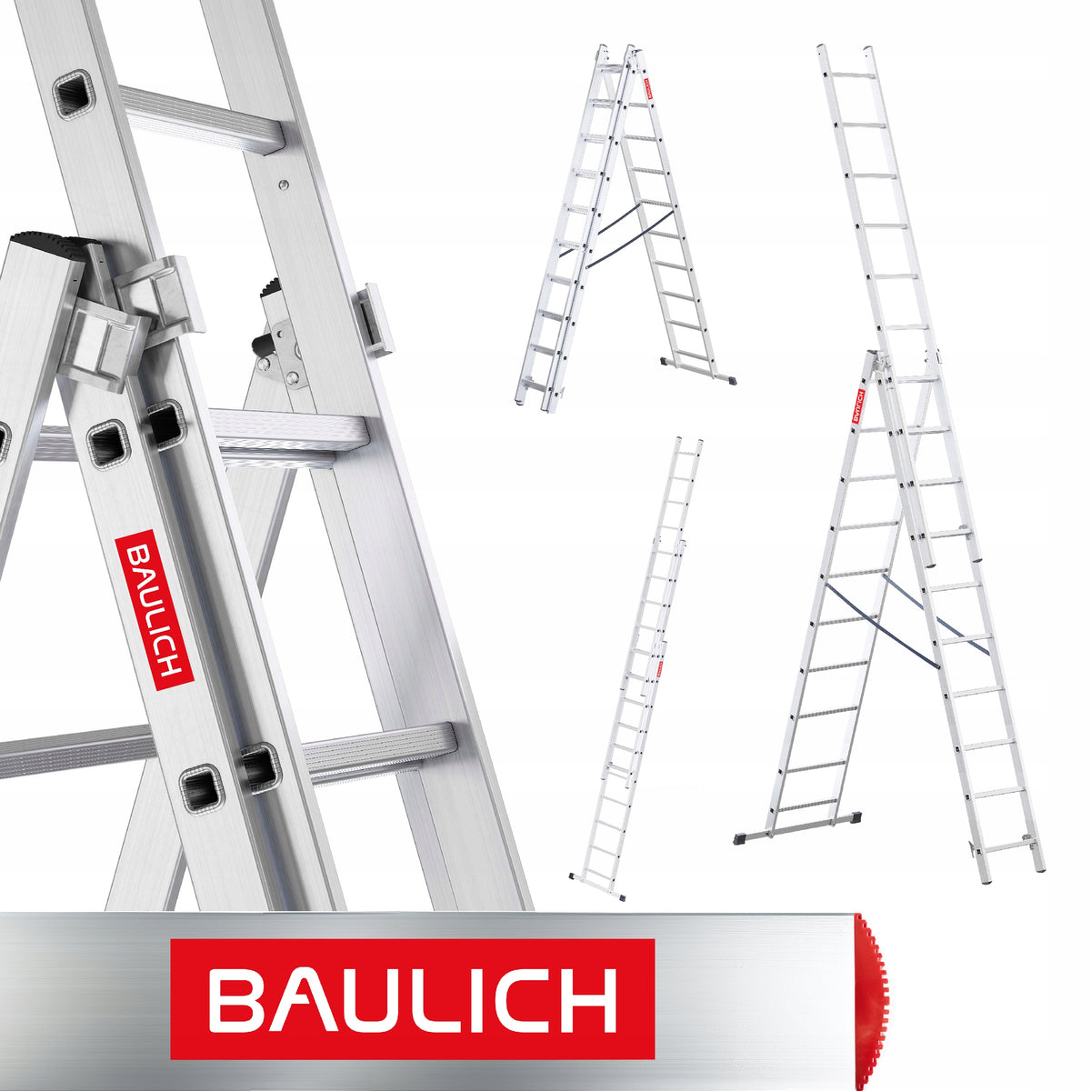 Drabina aluminiowa 3x10 wielofunkcyjna uniwersalna 150kg baulich hak aluminium