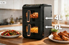 Frytkownica beztłuszczowa Air Fryer 10l 2700W 2 kosze 4l + 6l Dwukomorowa czarny