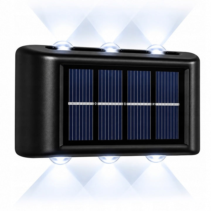 2X lampa solarna elewacyjna kinkiet halogen LED solarny na eleawację dekora czarne oświetlenie zewnętrzne 10 cm