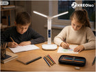 Podwójna lampka biurkowa LED z wyświetlaczem zegar organizer temp data USB lampa stołowa do pracy ściemniana biała 41