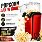 Maszyna do popcornu beztłuszczowa 1200W do domu automat urządzenie 230V prażarka kukurydzy z miarką do ziaren