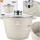 Garnek höffner HF-7718 beżowy 28 CM 10 L marmurowy na indukcję + pokrywka garnek tradycyjny /Wzór aluminiowe