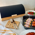 Chlebak Bambusowy pojemnik chleb solidny loftowy Czarny Konighoffer Fushion na pieczywo, prostokątny metalowy 36x22x17