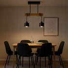 Lampa sufitowa wisząca żyrandol oprawa Drewniana LED E27 loft czarna industrialna metalowa 2-punktowa, do salonu i
