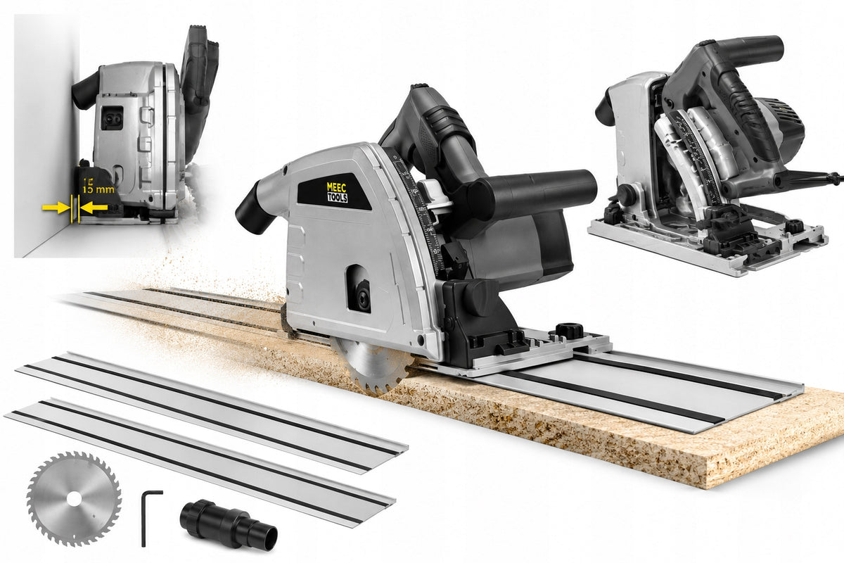 ZAGŁĘBIARKA PILARKA SZYNY MEEC TOOLS 0-45 1200W Ø165mm piła tarczowa elektryczna do drewna 5200 obr/min z prowadnicą
