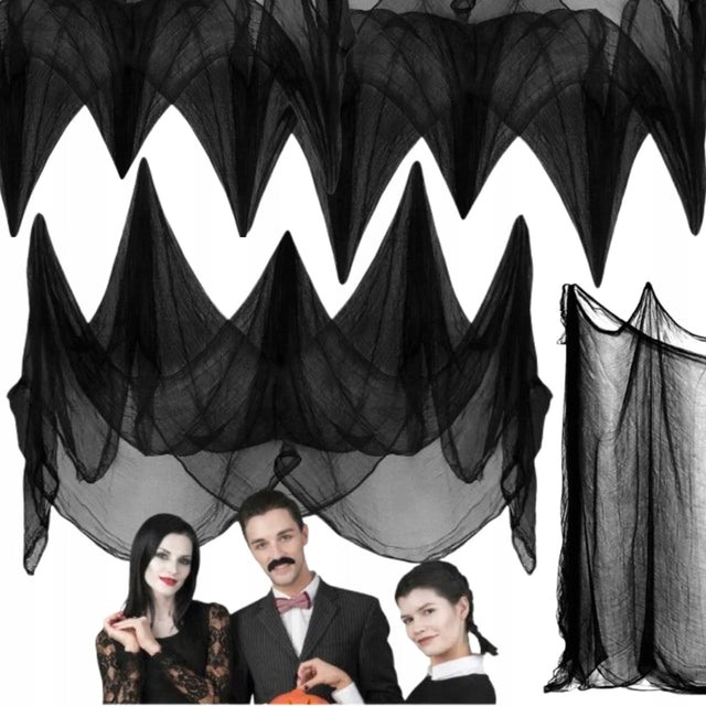 Sztuczna pajęczyna czarna na halloween duża XXL dekoracja ozdoba 183X76 CM sieć pająka na imprezę tematyczną