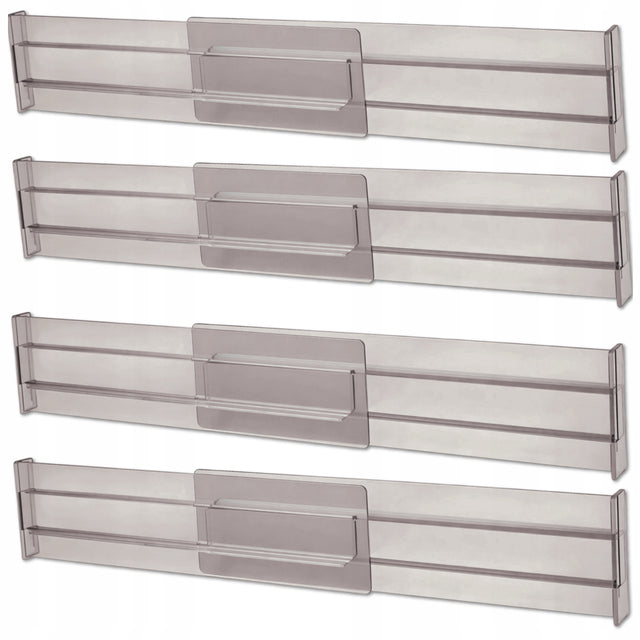 Przegroda Do Szuflady Przegródka Regulowana 4szt Zestaw Organizer Separator wkład kuchenny, plastikowy, przezroczysty, długość 27,5 cm