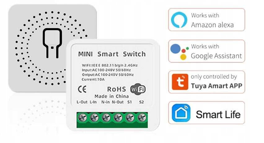 Przekaźnik wifi do przełącznika światła 16A tuya moduł sterujący oświetleniem, inteligentny włącznik, smart home