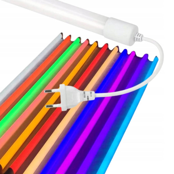 Świetlówka Neonowa LED 120cm z wtyczką 230V 18W lampa rurkowa wielokolorowa, energooszczędne źródło światła